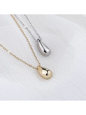 Sterling Silver Water Drop Pear Shape Dainty Delicate Pendant Necklace